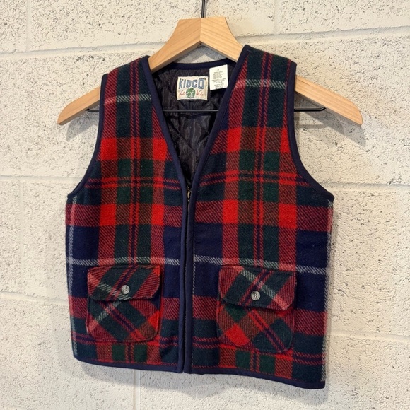 vintage kids plaid vest | size 7 - Picture 2 of 6